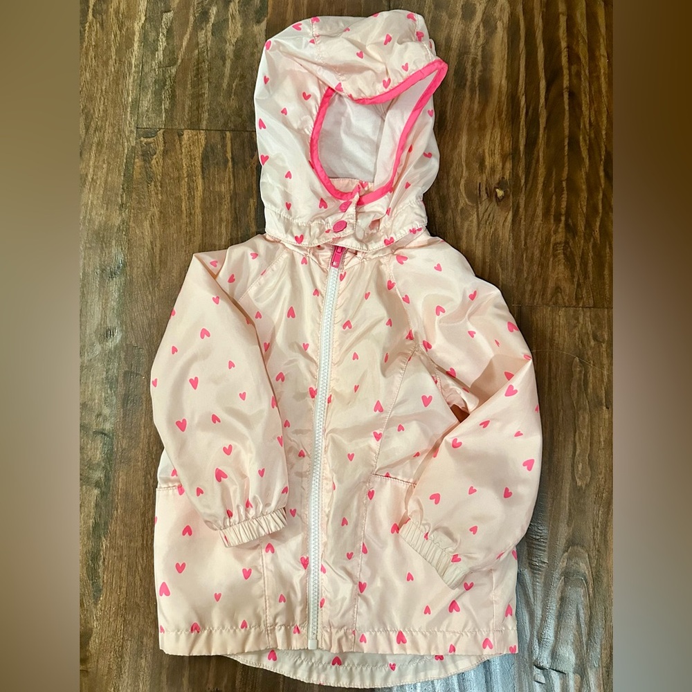 Super cute heart print rain jacket!